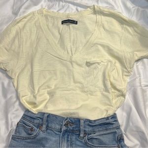 Yellow XS Abercrombie & Fitch V-Neck Tee